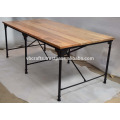 Industrial Metal Dining Table Folding Mango Wood Top